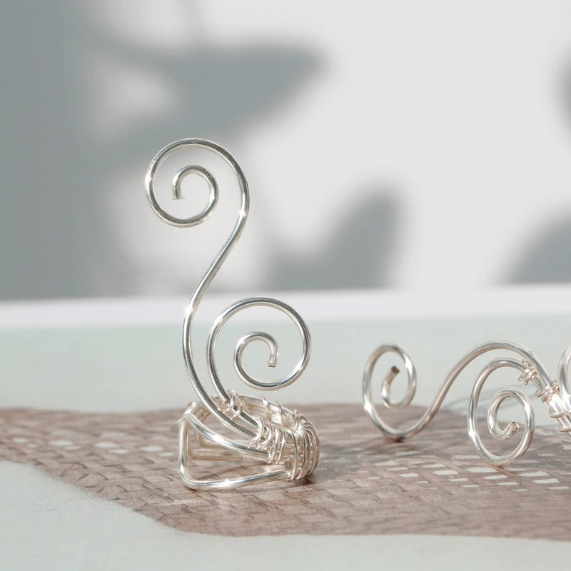 OwMell Handmade Ear Cuff Earrings, OwMell Elf Ear Cuffs No Piercing Hypoallergenic Simple Rolled Earrings Fantasy Costume for Party Wearing - Silver - Image 5